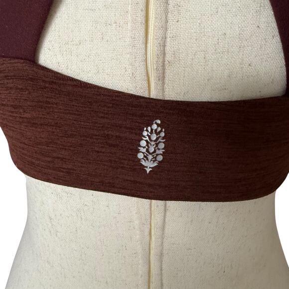 Free People Movement Zen Again Sports Bra Brown Ruched Crisscross Back Size S - Picture 5 of 6